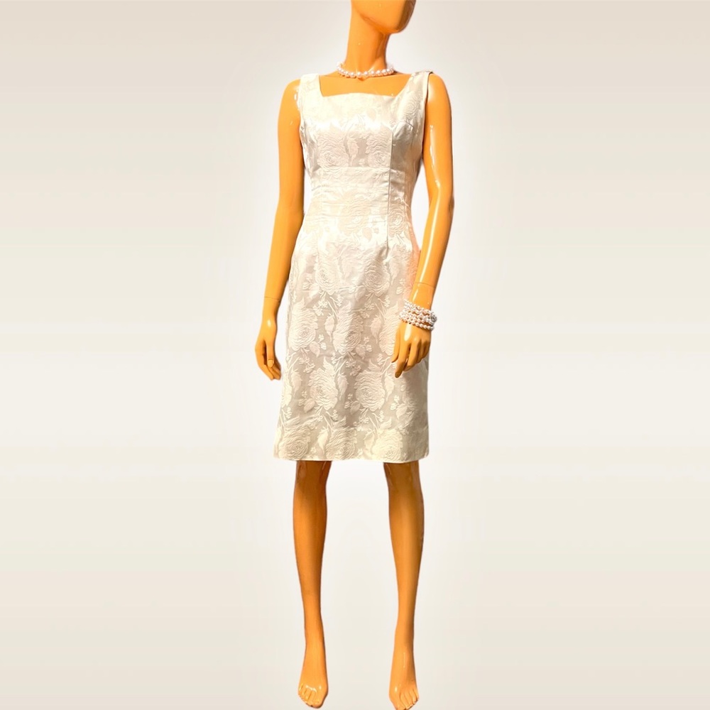Vintage 60s Floral Jacquard Cocktail Pastel Shift Dress